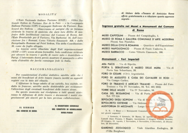 Gemellaggio Roma-Parigi (Tessera d'amicizia)