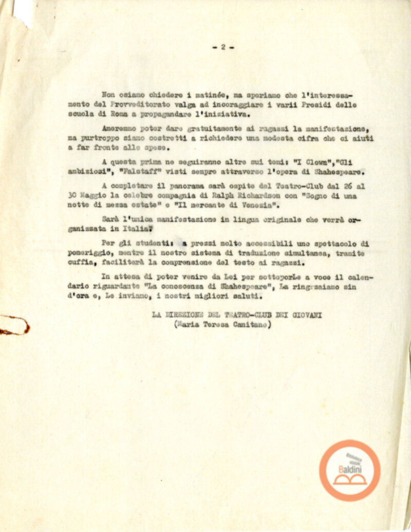 Lettera a Mauro Bubbico - finanziamento (1964-1965)
