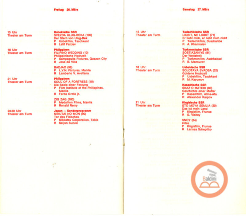 Programma della manifestazione "Dritte woche des asiatischen films".