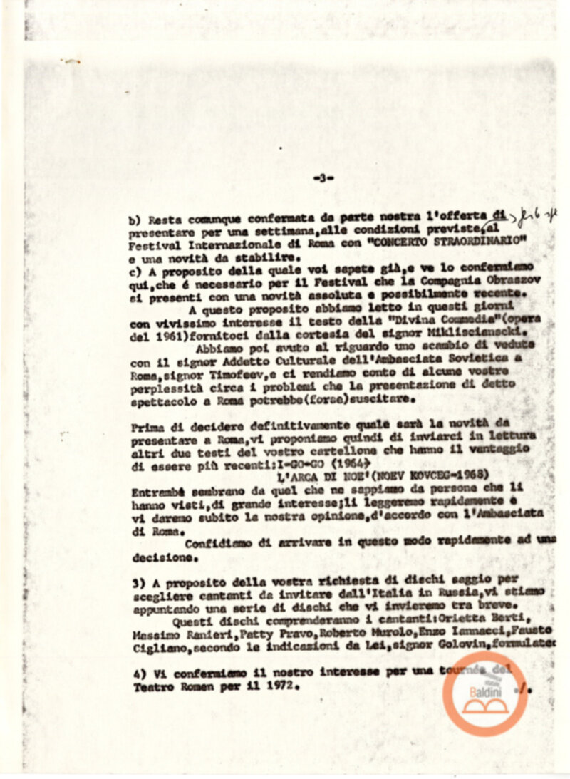 Corrispondenza con Wladimir Golovin e Serghei Obraszov.