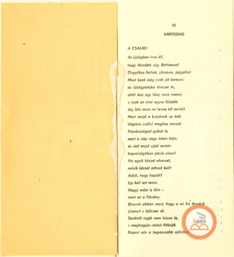 Burattini ungheresi Brecht-Weill: a hét föbün