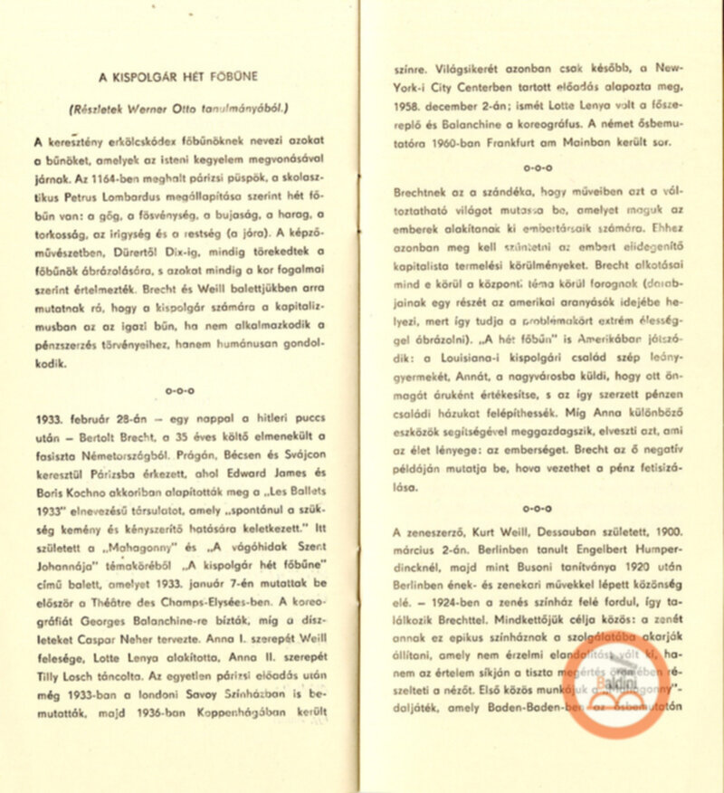 Burattini ungheresi Brecht-Weill: a hét föbün