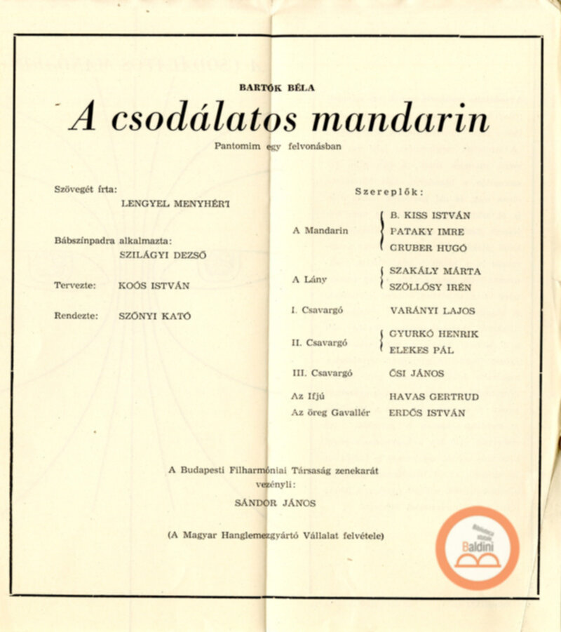 Burattini ungheresi Brecht-Weill: a hét föbün