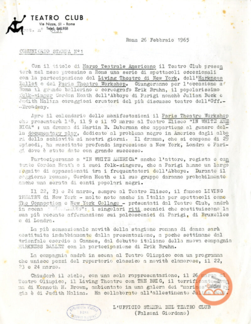 Settimana americana - comunicato stampa n°1