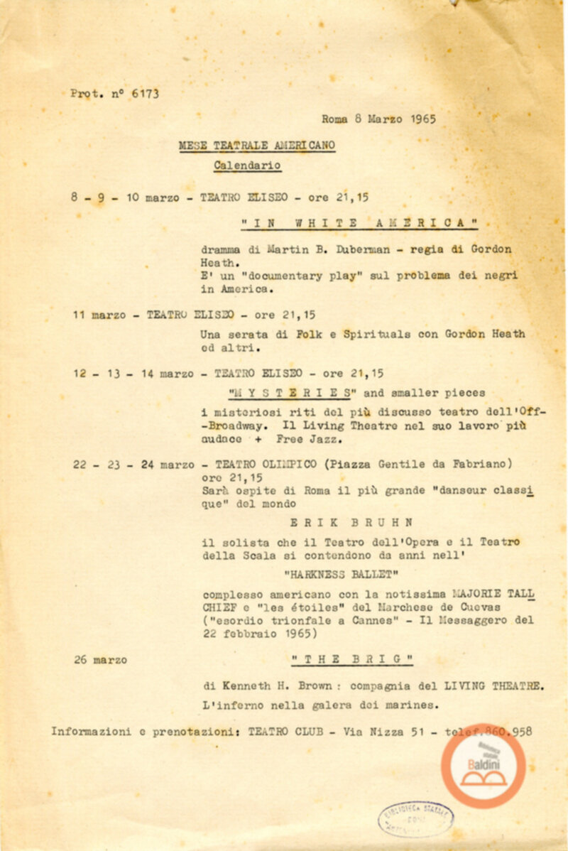 Mese Teatrale Americano - calendario spettacoli