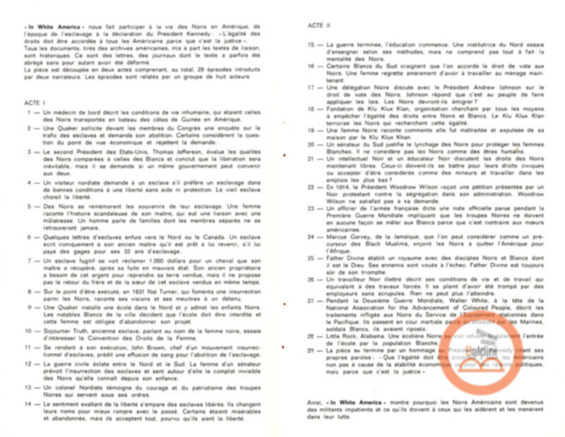 In White America - programma