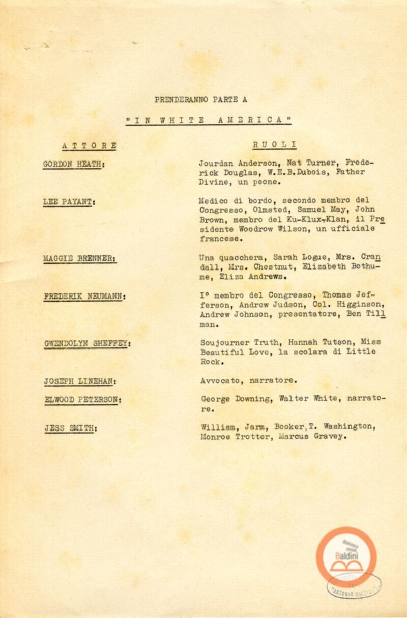 In White America - appunti