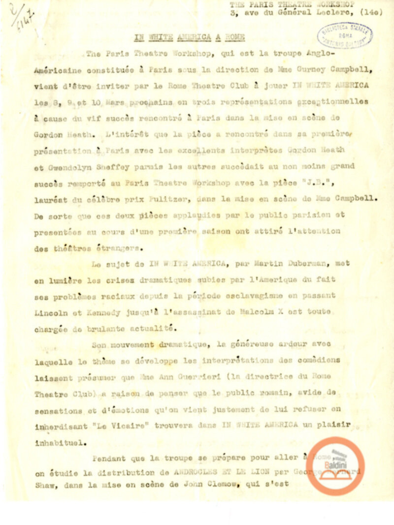 In White America - appunti