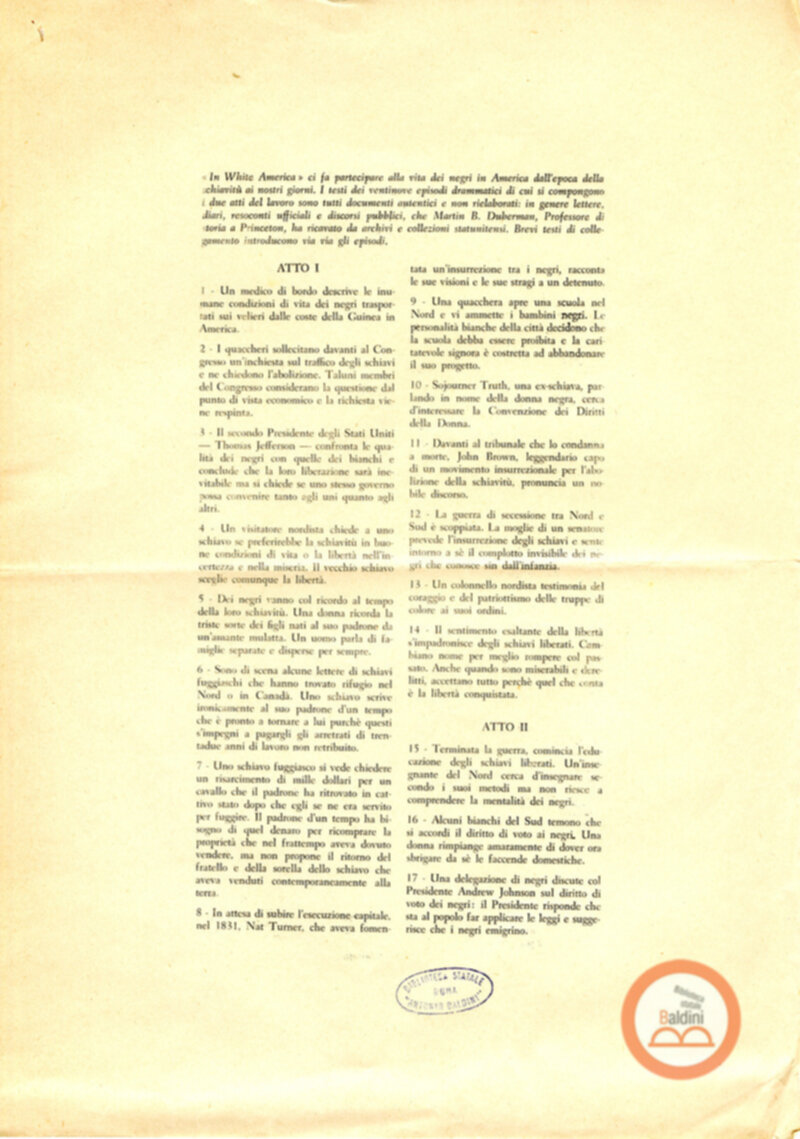 In White America - appunti