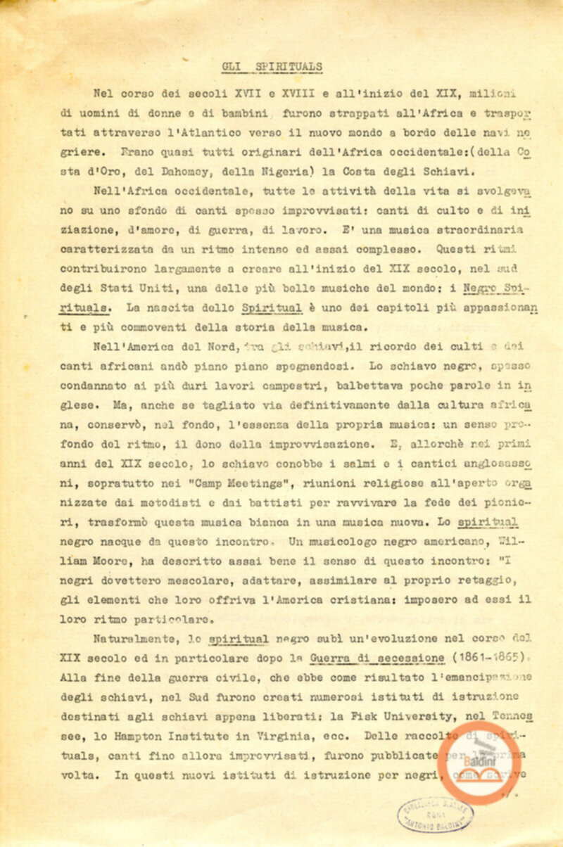 Spirituals - appunti tra schiavitù e nascita del canto degli spirituals