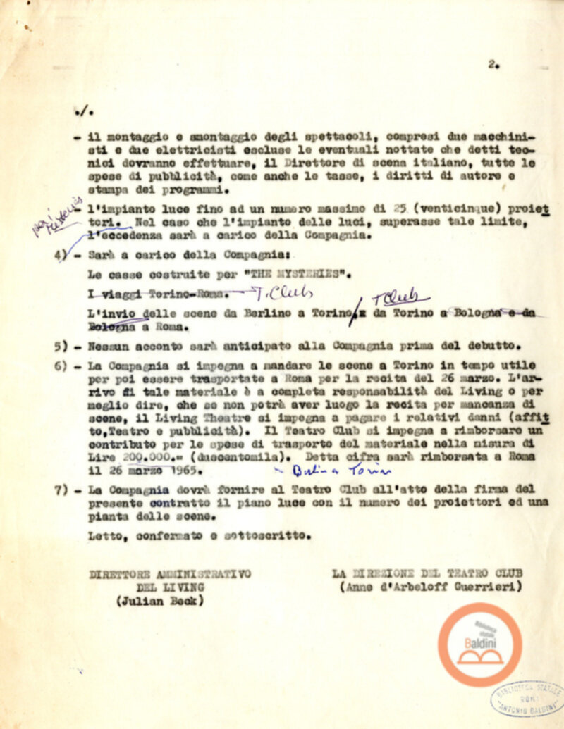 Contratto Living Theatre