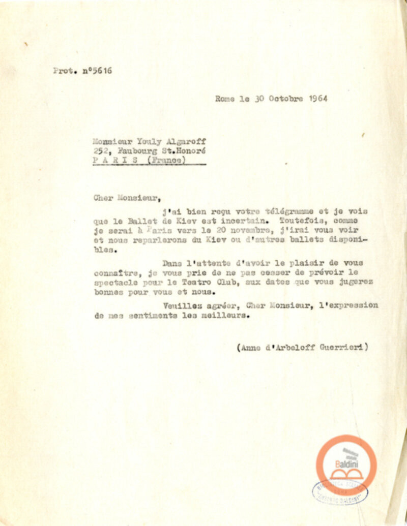 Collaborazioni con Compagnia del Balletto Kierdi Mosca/Compagnia dell'"Harkness Ballet