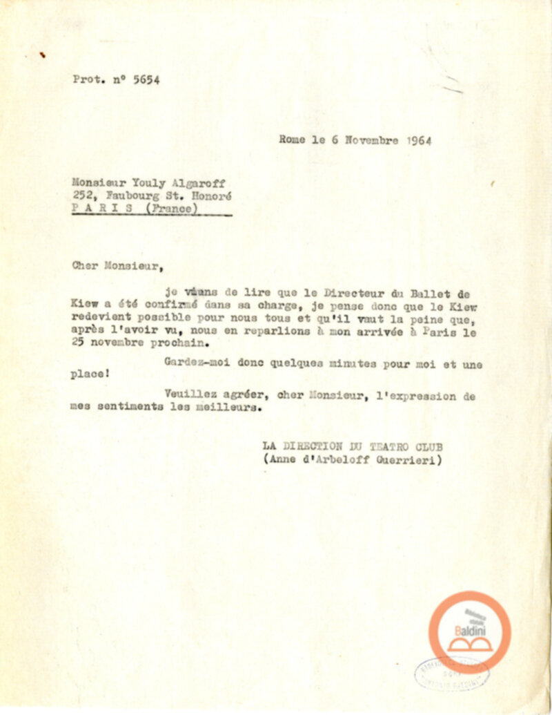 Collaborazioni con Compagnia del Balletto Kierdi Mosca/Compagnia dell'"Harkness Ballet