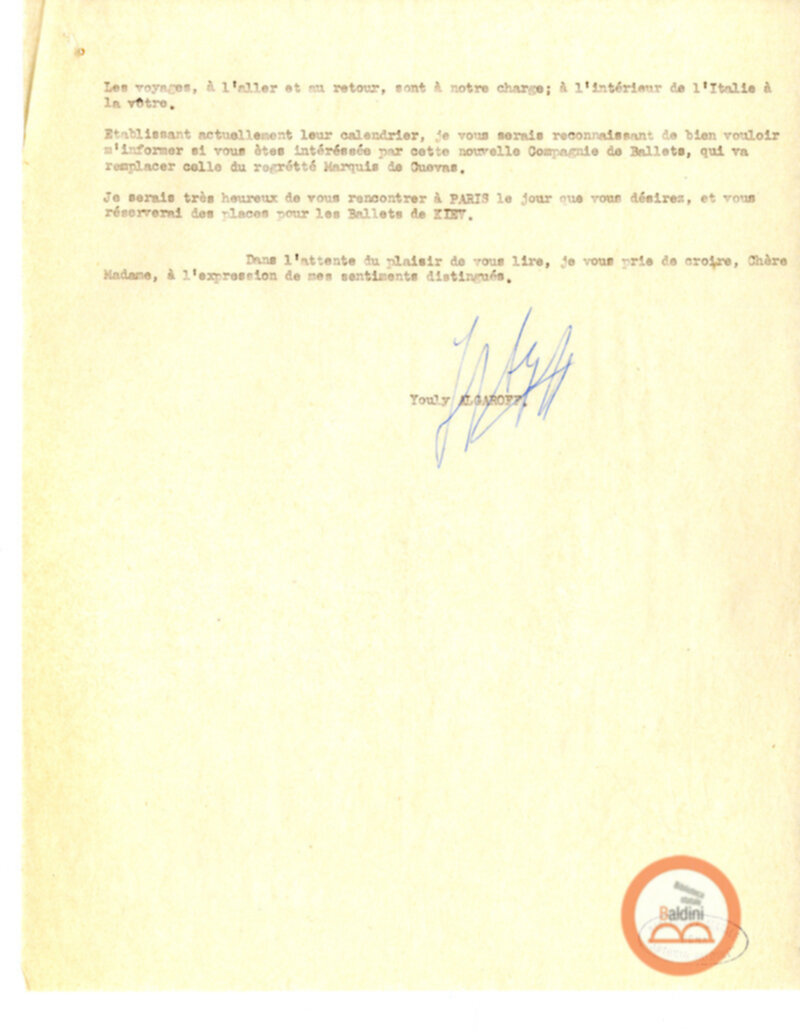 Collaborazioni con Compagnia del Balletto Kierdi Mosca/Compagnia dell'"Harkness Ballet