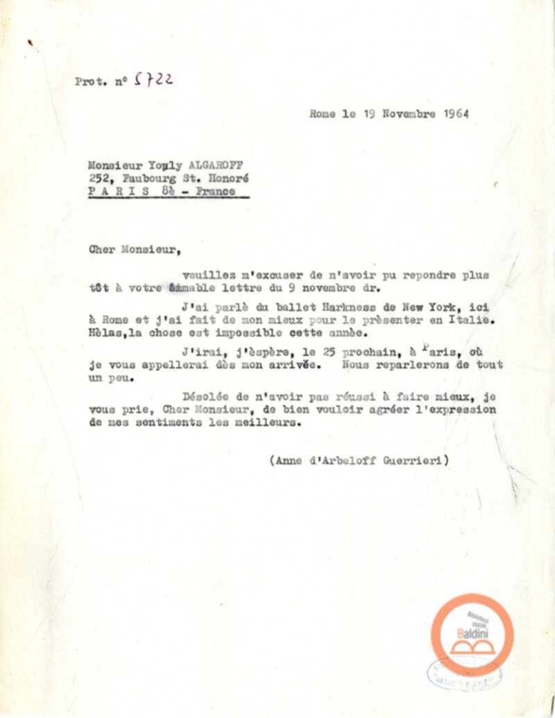 Collaborazioni con Compagnia del Balletto Kierdi Mosca/Compagnia dell'"Harkness Ballet