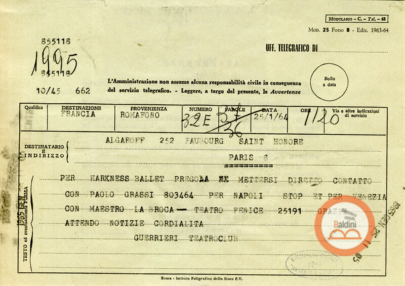 Collaborazioni con Compagnia del Balletto Kierdi Mosca/Compagnia dell'"Harkness Ballet