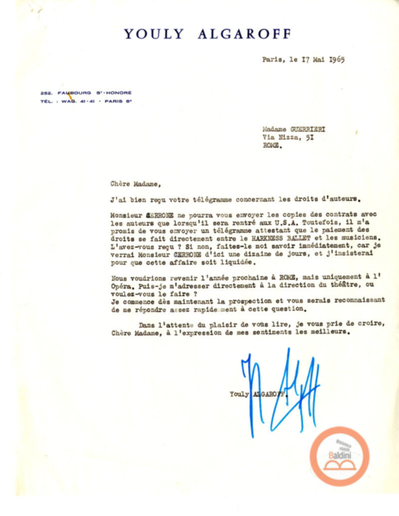 Collaborazioni con Compagnia del Balletto Kierdi Mosca/Compagnia dell'"Harkness Ballet