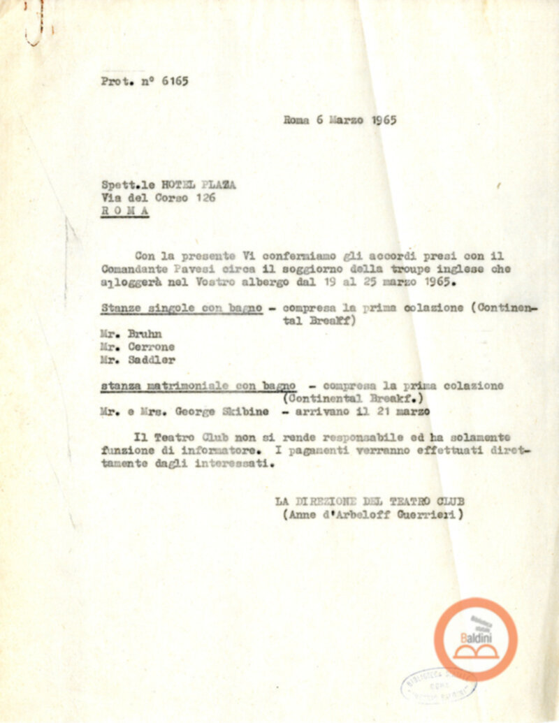 Soggiorno della Compagnia del Harkness Ballet