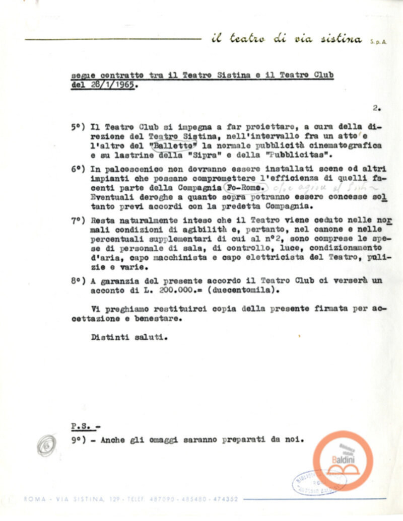 Harkness Ballet - accordi con i Teatri Sistina e Olimpico