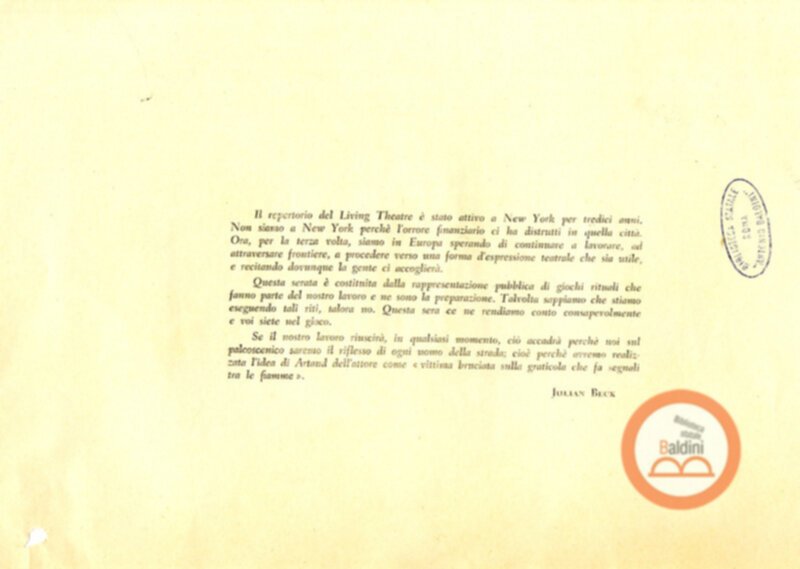 Testi di Antonin Artaud e Julian Beck