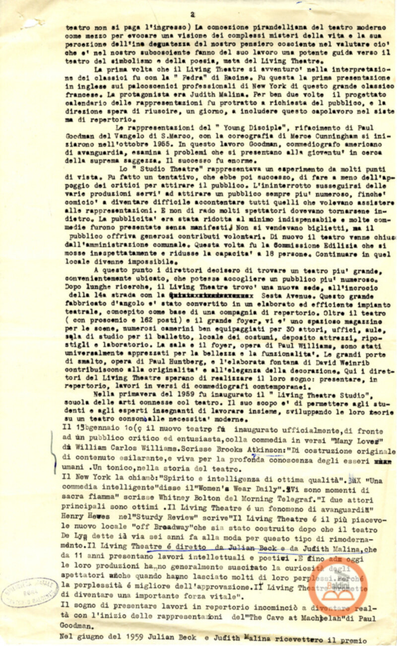 Living Theatre dagli albori (1946-49)