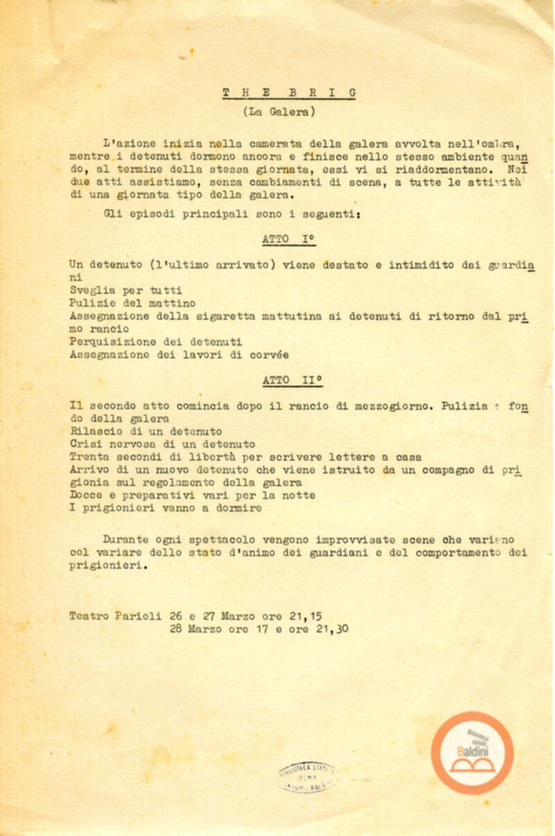 Spettacolo The Brig (26-28 mar 1965)