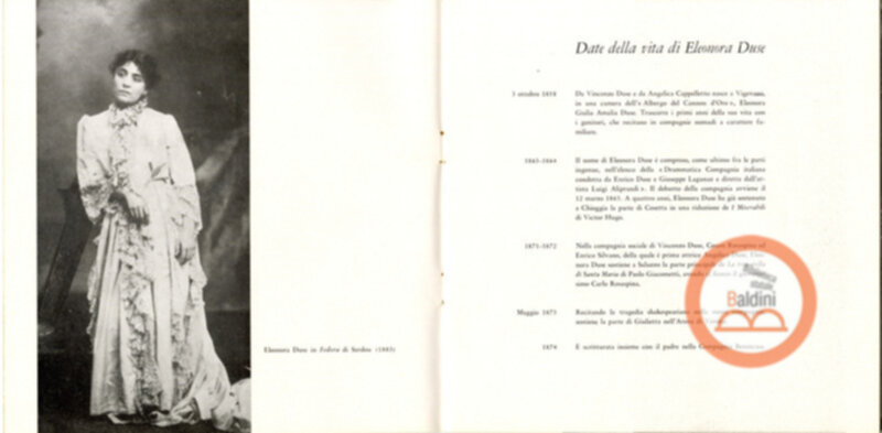 Opuscolo Eleonora Duse. 1858-1958