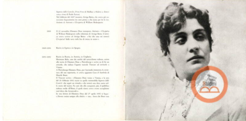 Opuscolo Eleonora Duse. 1858-1958