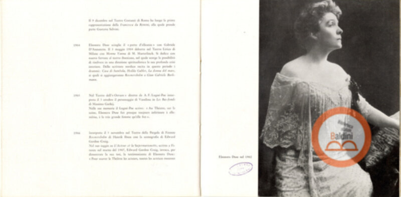 Opuscolo Eleonora Duse. 1858-1958