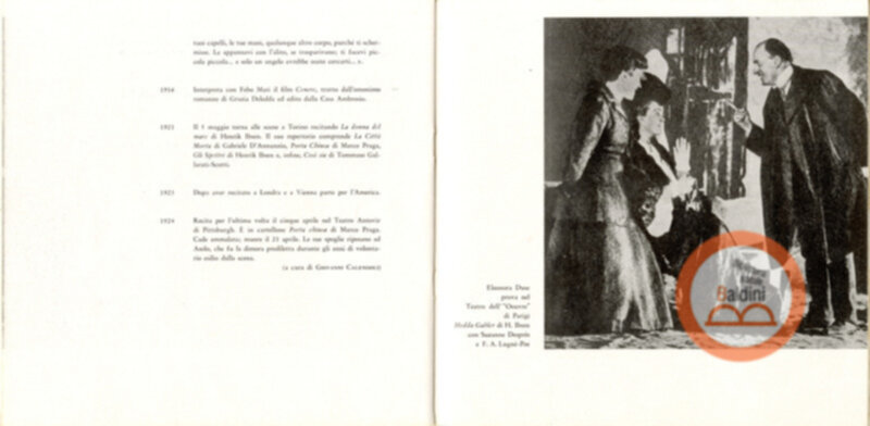 Opuscolo Eleonora Duse. 1858-1958