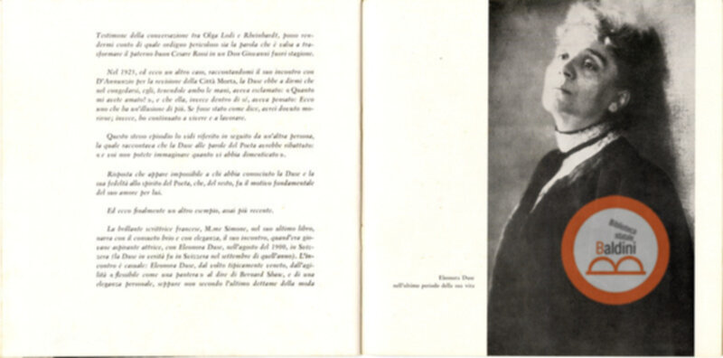 Opuscolo Eleonora Duse. 1858-1958
