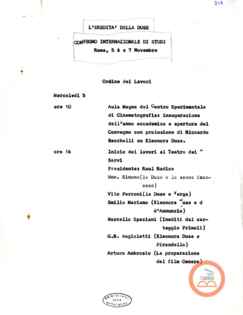 Convegno internazionale di studi L'eredità di Eleonora Duse