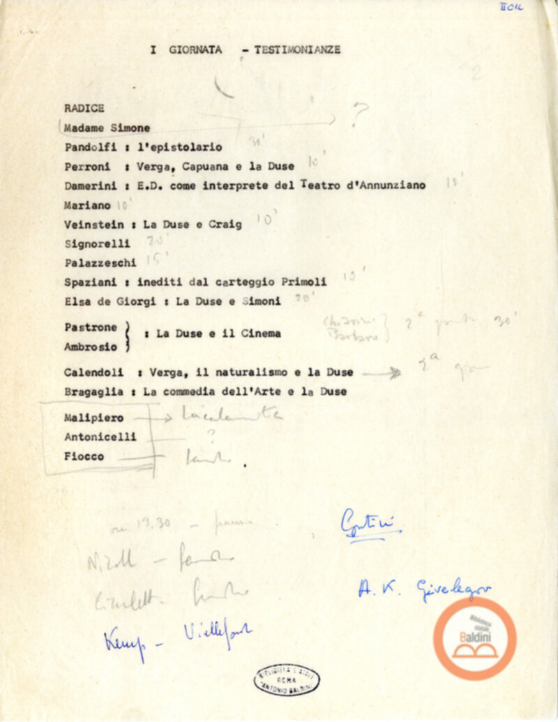 Convegno internazionale di studi L'eredità di Eleonora Duse