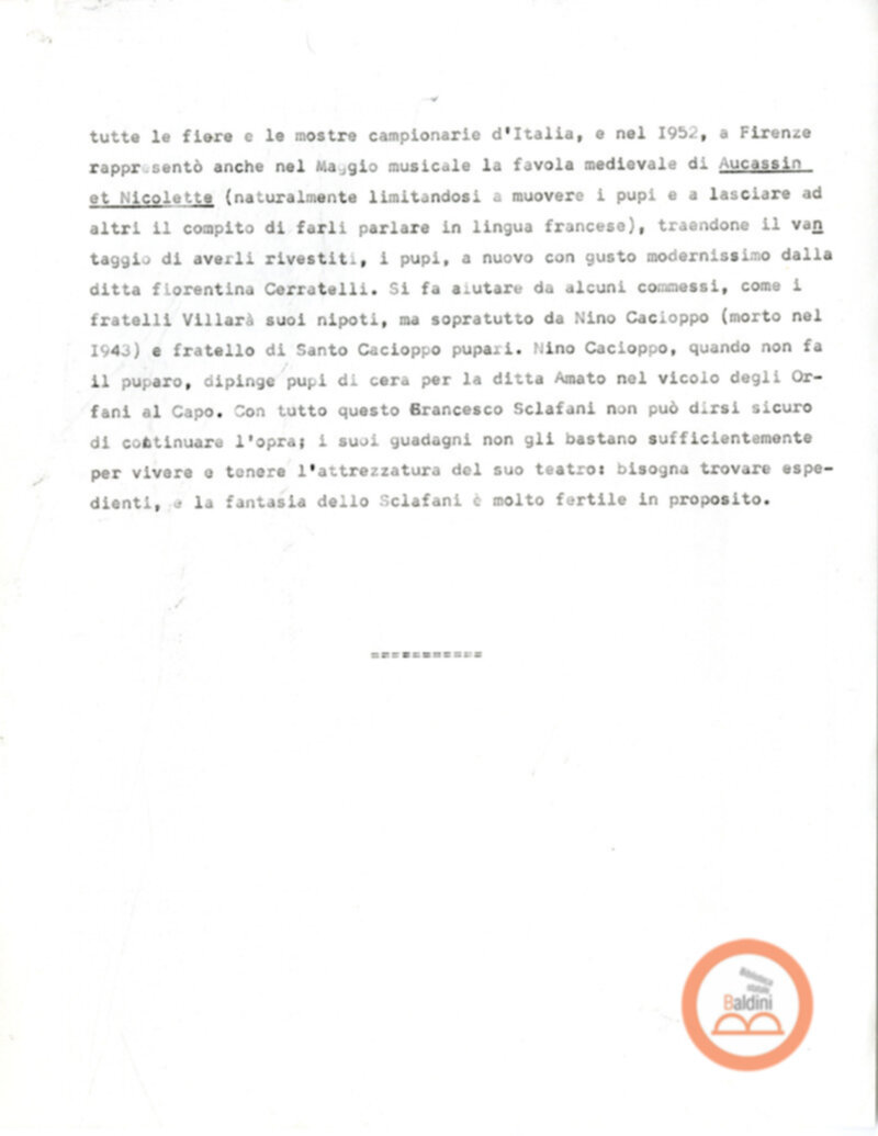 Appunti per Pupi e Cantastorie