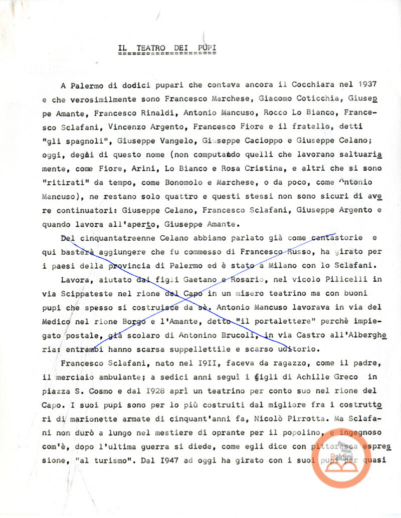 Appunti per Pupi e Cantastorie