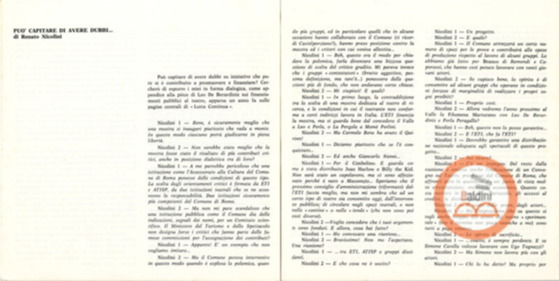 Vent'anni di ricerche teatrali in Italia (1960-1980)