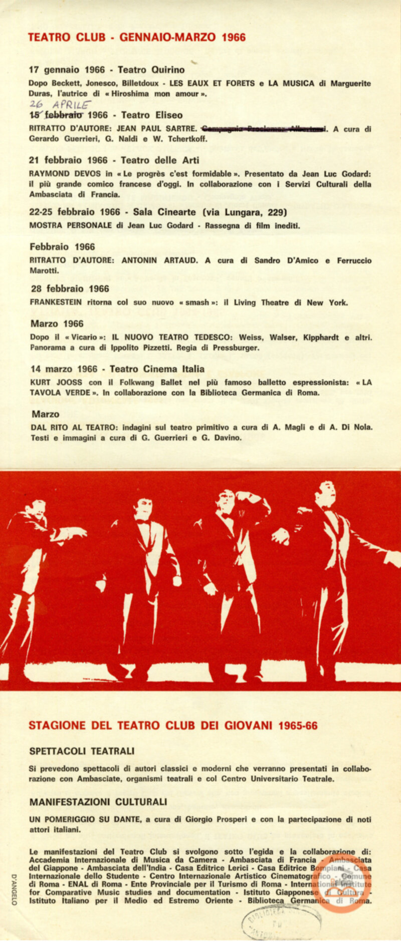 Stagione 1965-1966 - Teatro Club, al Teatro Club dei giovani e al Teatro Club popolare.