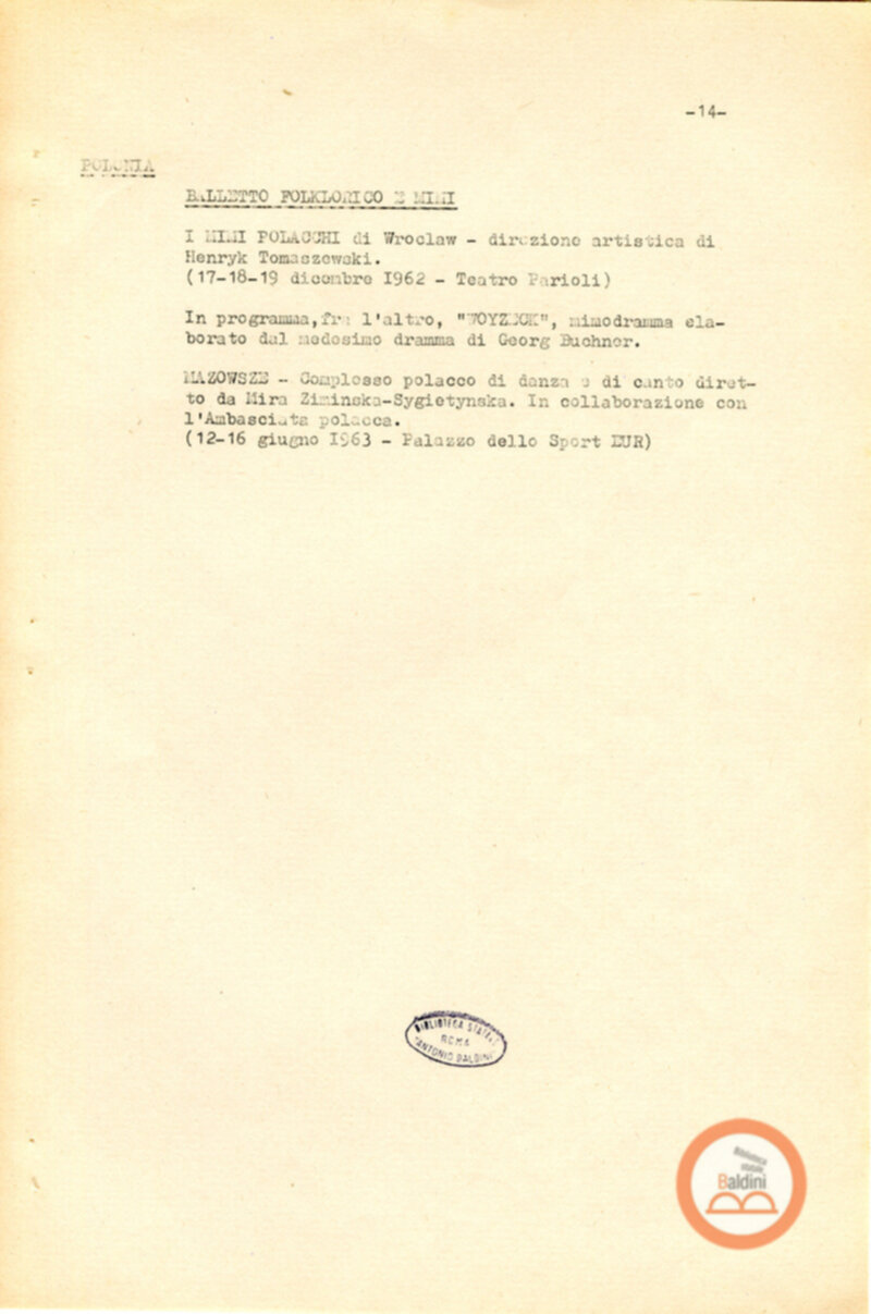 Attività del Teatro Club-anno 1957-1966