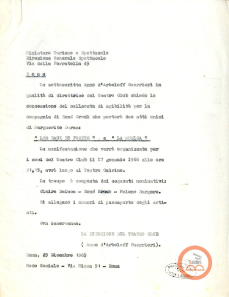 Permesso di soggiorno per la Compagnia di René Erouk