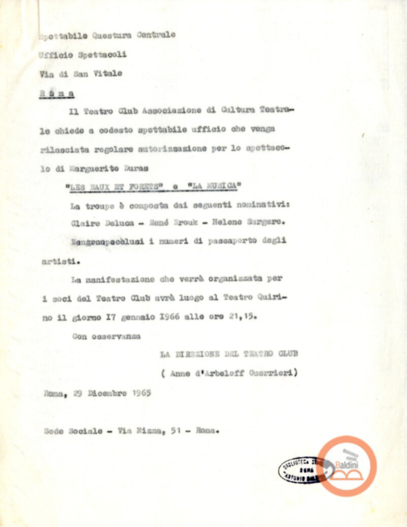 Permesso di soggiorno per la Compagnia di René Erouk