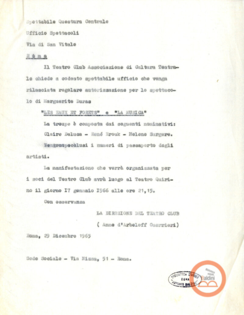 Permesso di soggiorno per la Compagnia di René Erouk