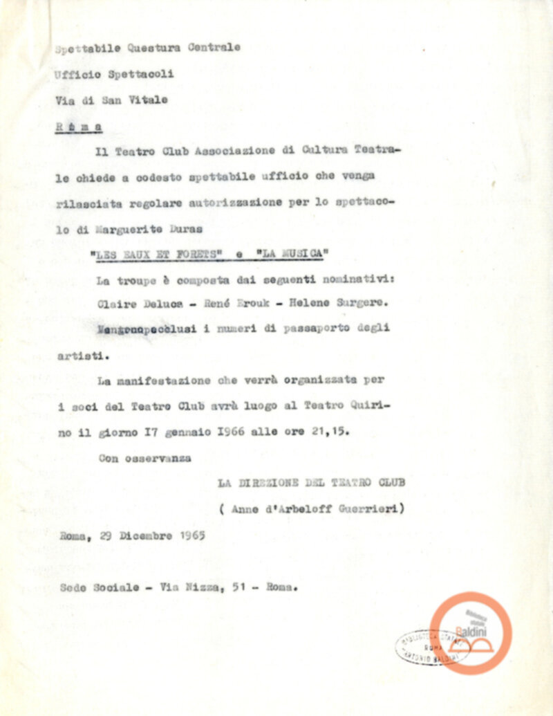 Permesso di soggiorno per la Compagnia di René Erouk