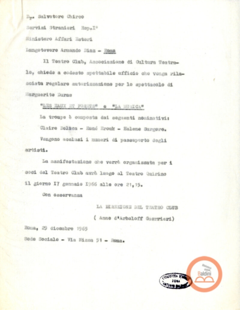 Permesso di soggiorno per la Compagnia di René Erouk