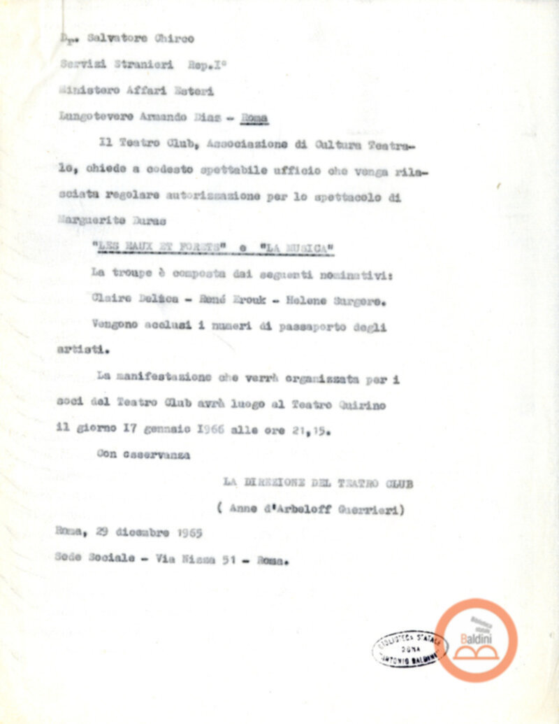 Permesso di soggiorno per la Compagnia di René Erouk