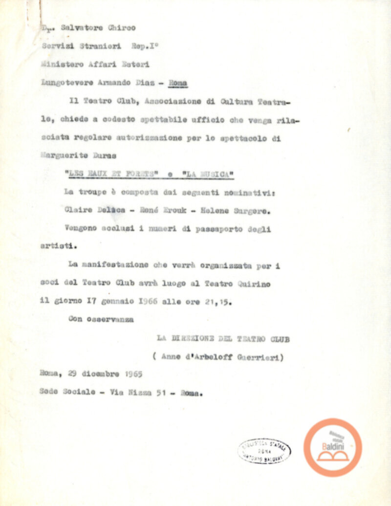 Permesso di soggiorno per la Compagnia di René Erouk