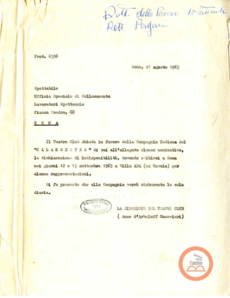 Spettacolo della Compagnia Kalashetra - autorizzazioni