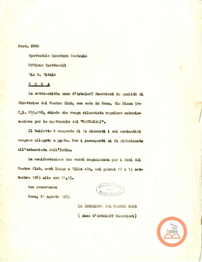 Spettacolo della Compagnia Kalashetra - autorizzazioni