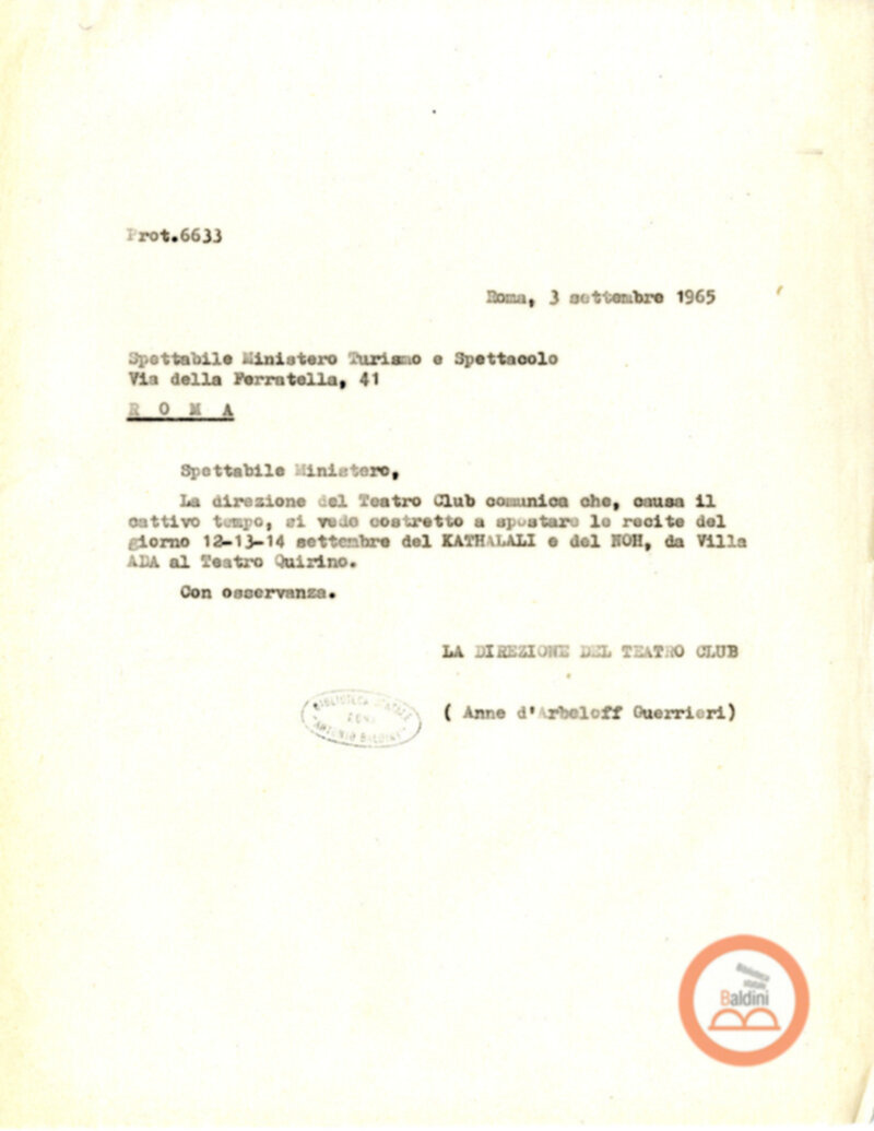 Spettacolo della Compagnia Kalashetra - autorizzazioni