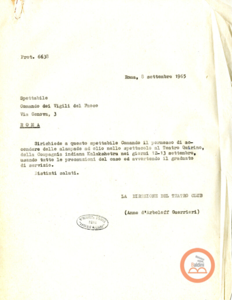 Spettacolo della Compagnia Kalashetra - autorizzazioni