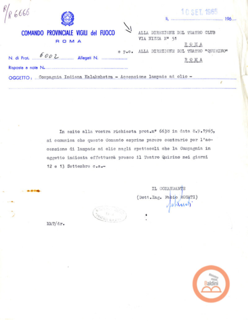 Spettacolo della Compagnia Kalashetra - autorizzazioni